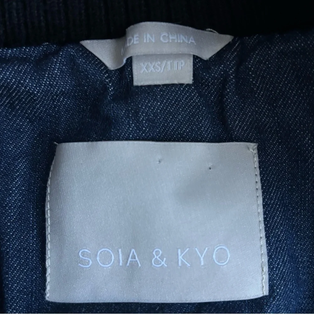 Soia & Kyo Reese Hooded Coat Jacket Blue Denim Coat Size XXS/2 Can Fits to Small - Picture 11 of 17